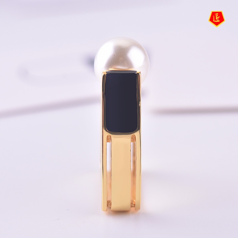 [Ready Stock]Women's Pearl Gold Ring Retro