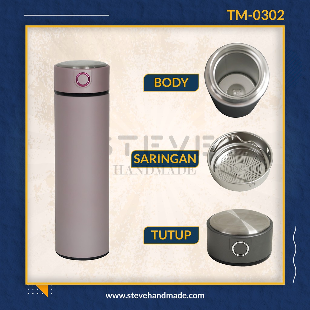 Botol minum stainless termos vacuum tumbler travel mug TM0302 Pink custom Tahan Air Panas dan Dingin