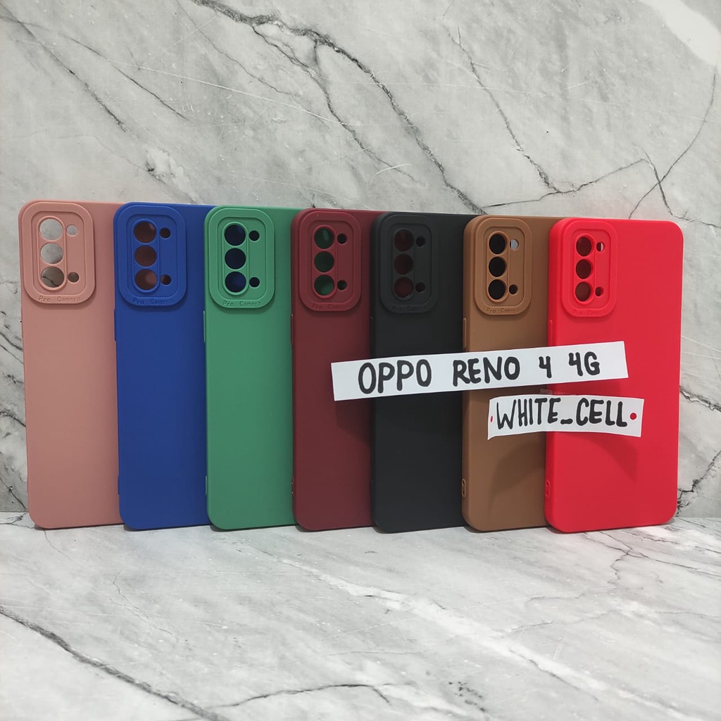 SoftCase ProCamera Silicon Matte Case Full Cover Oppo Reno 4 4G  White_Cell