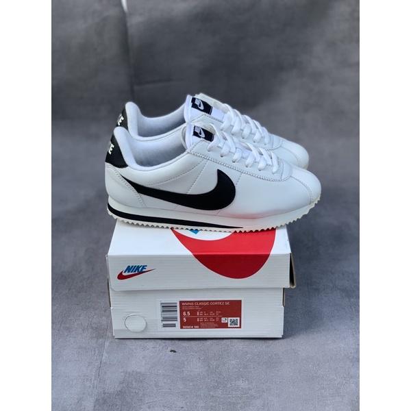 (Cod) SEPATU NIKE CORTEZ XLV BNIB MADE IN INDONESIA SEPATU SNEAKERS WANITA-Putih hitam