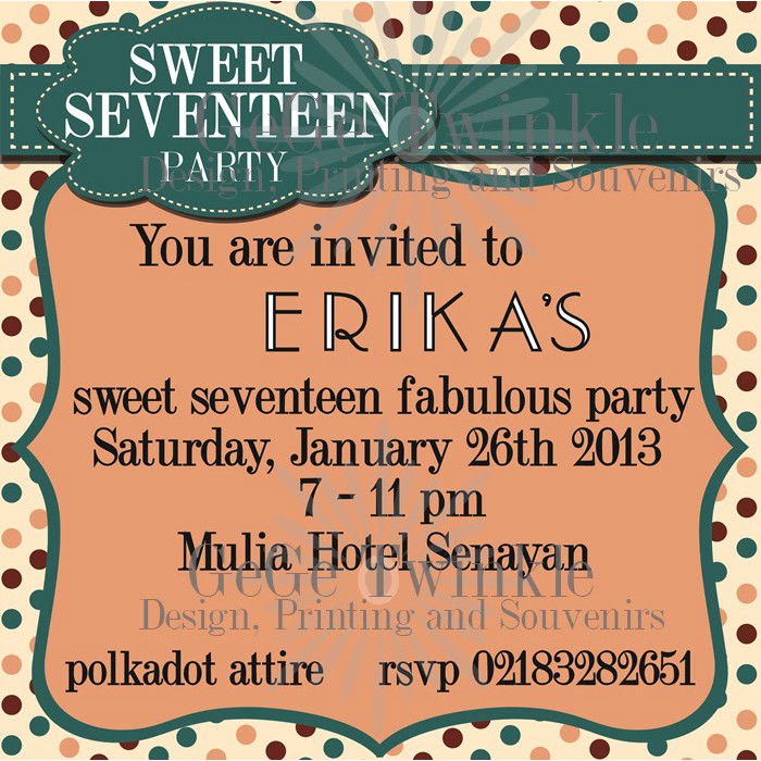 Kartu undangan sweet seventeen / undangan sweet seventeen / undangan ultah