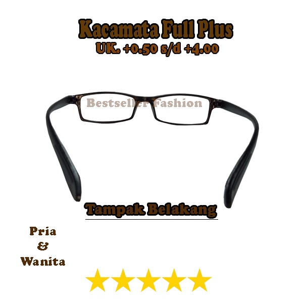 Kacamata plus (+) bingkai fullrim persegi panjang kaca mata rabun dekat uk. +0.50 s/d +4.00 untuk pria dan wanita bahan ringan NOCASE