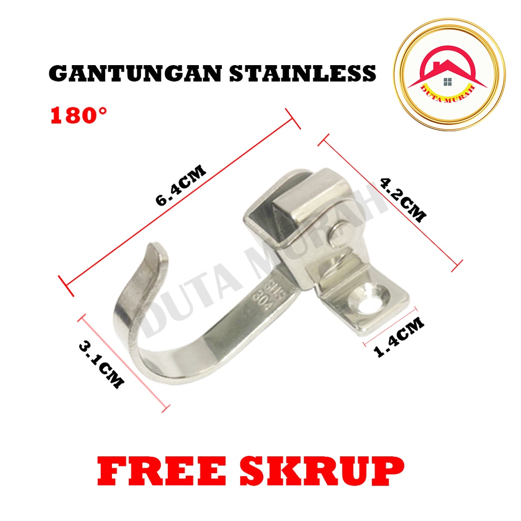 Gantungan serbaguna/ Kapstok Stainless Gantungan Hook 360 &amp; 180 Derajad / Hook Gantungan Stainless 304 / Hook Kamar mandi