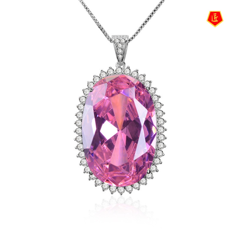 [Ready Stock]5 Karat Super Flash Pink Diamond Pendant European and American Luxury Ruby