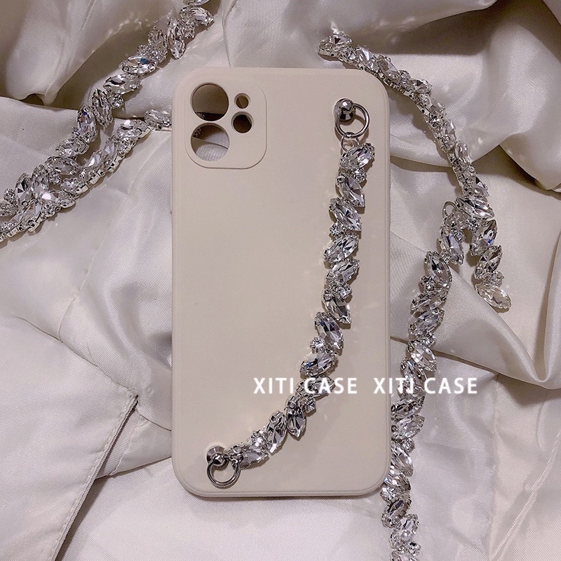 Black &amp; Beige with Crystal Holder Softcase for iphone 7/8+ XS XS Max XR 11 Pro Max 12 Pro Max