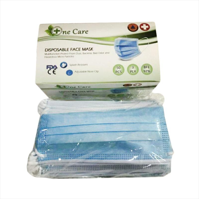 Masker OneCare isi 50pcs / Disposable 3ply Mask 50pcs / Masker 3ply