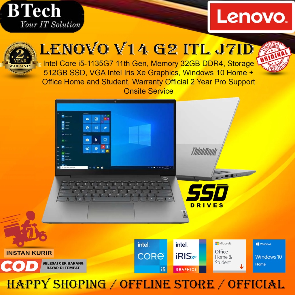 Lenovo V14 G2 ITL J7ID Core i5-1135G7 32GB 512GB SSD W10H+OHS 2YR