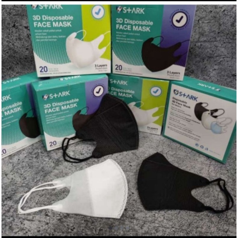Masker duckbill facemask Stark hitam / putih isi 50 pcs