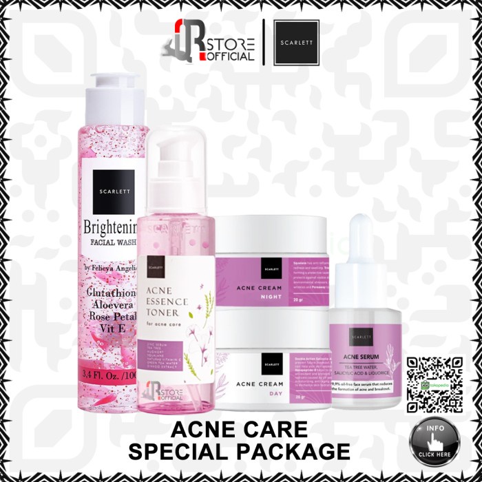 SCARLETT SCARLET WHITENING ACNE CARE SPECIAL PACKAGE WAJAH BERJERAWAT