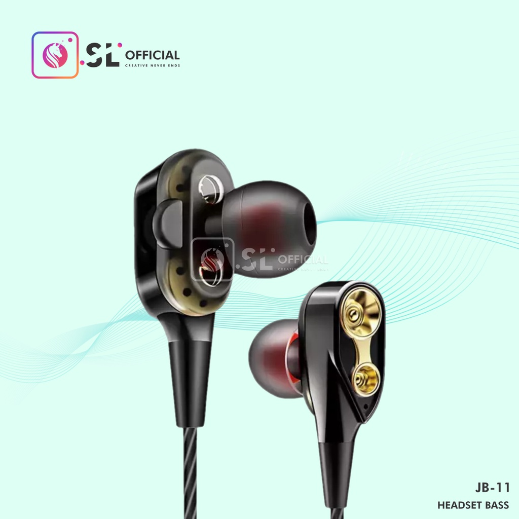 Headset JB-11 PUREBASS Hi-Res Audio For 3.5mm Jack Earphone Megabass With Mic