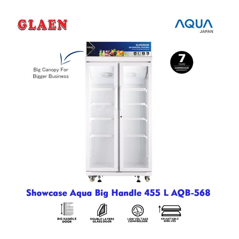 Jual Showcase Aqua 2 Pintu AQB-568 | ShowCase 455L Handel Besar ...