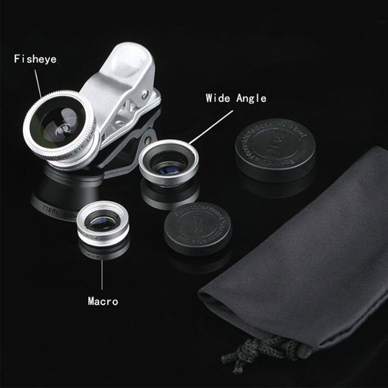 3 In 1 Lensa Fisheye + Wide Angle + Makro Untuk Handphone Universal