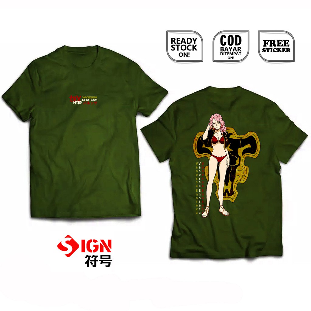 KAOS VANESSA ENOTECA BLACK CLOVER WAIFU WIBU OTAKU AHEGAO BAJU JEPANG JAPANESSE  ANIME MANGA SIGN