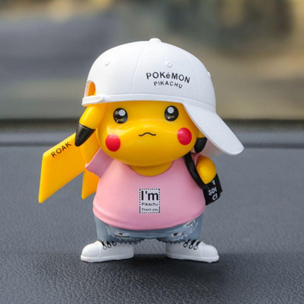 QUINTON Pokemon Figure Model Hadiah Dekorasi Mobil 8cm Cosplay Pikachu PVC Denim Baju Pikachu