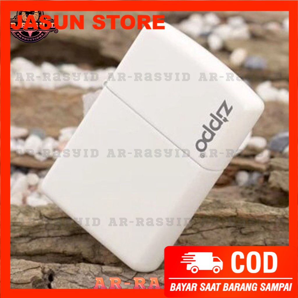 BISA COD! Korek Api Minyak Zippo Matte White Putih Logo 214 ZL