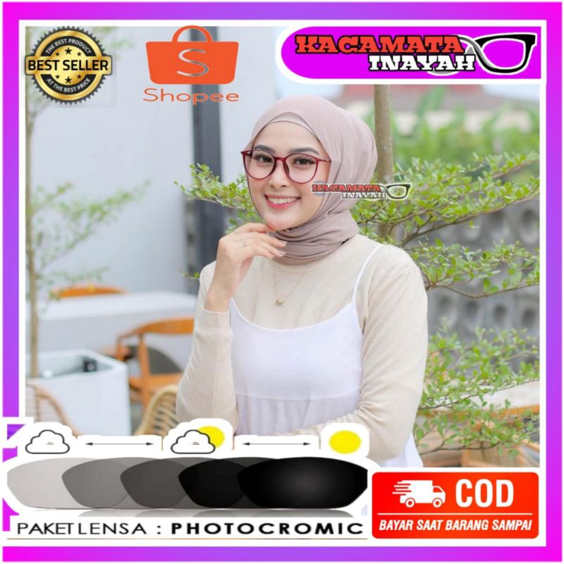 Kacamata WANITA murah free lensa photocromic| kacamata minus FRAME TR 72085 kacamata Blueray anti ra