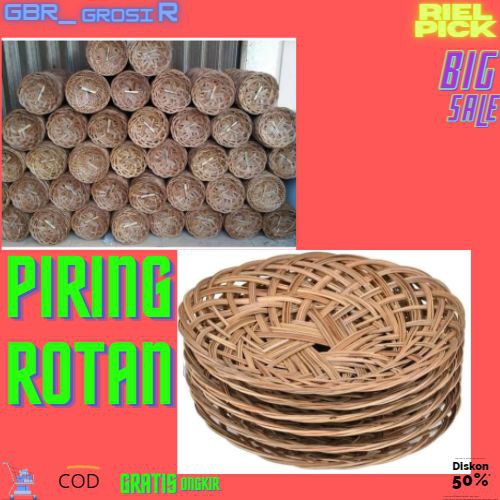 PAKET HEMAT 50Pcs Piring Lidi Anyaman Piring Rotan Bambu Murah