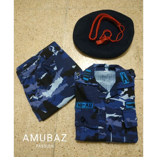 Seragam Stelan Anak PDL TNI AU - Baju Celana Anak TNI Loreng AU - Stelan Anak TNI AU Camo - Carnaval