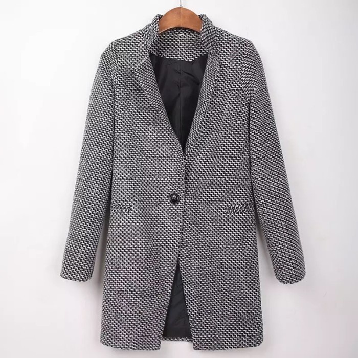 Blazer Wanita Korea import bahan Wol hangat untuk Spring dan Autumn