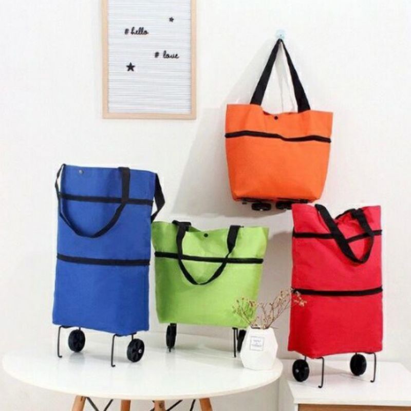 Tas Troli Tas Belanja Lipat Roda Serbaguna / Tas Belanja Lipat