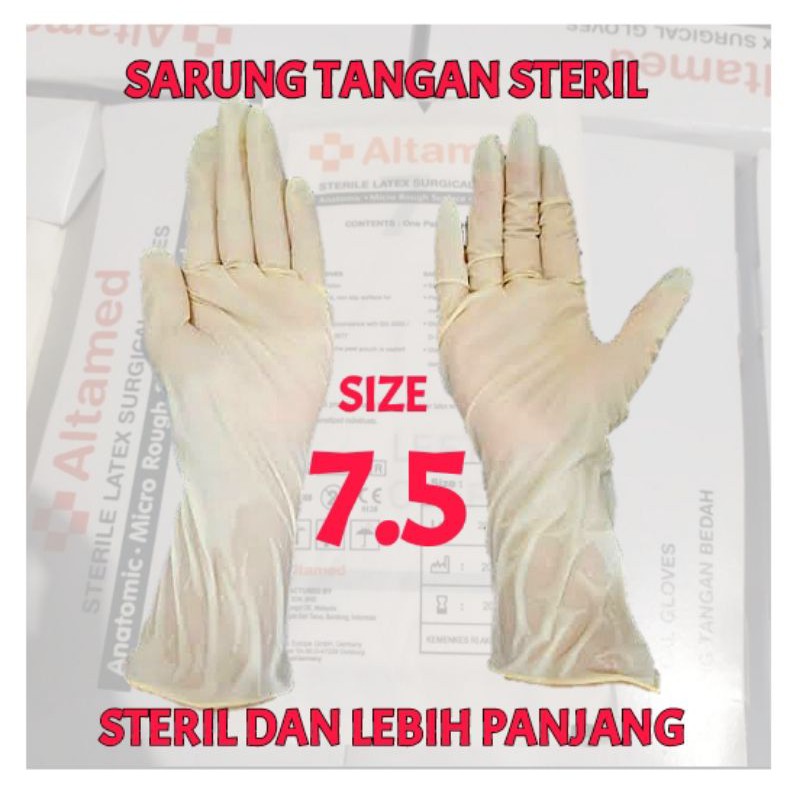 Sarung tangan Altamed - Putih, 7.5 STERIL Ready