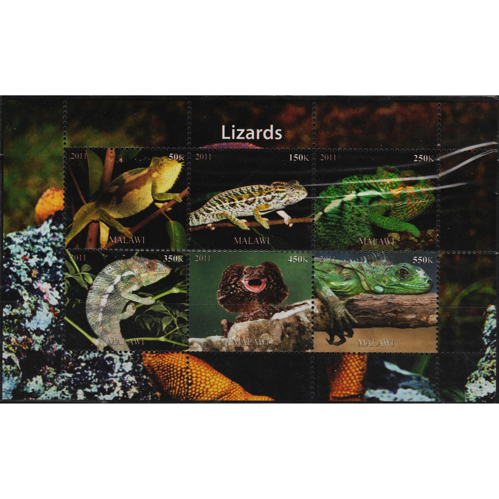 

Perangko Filateli A5-118 Malawi MNH Cinderella Miniature Sheet 2011 Lizards