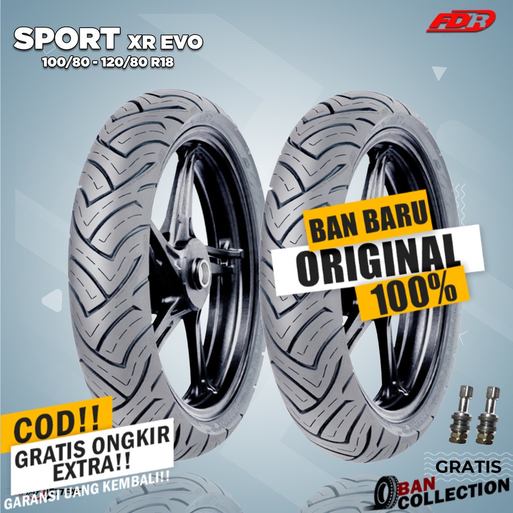 Paket Ban Motor MOGE (Motor Batangan) // FDR SPORT XR EVO 100/80 - 120/80 Ring 18 Tubeless