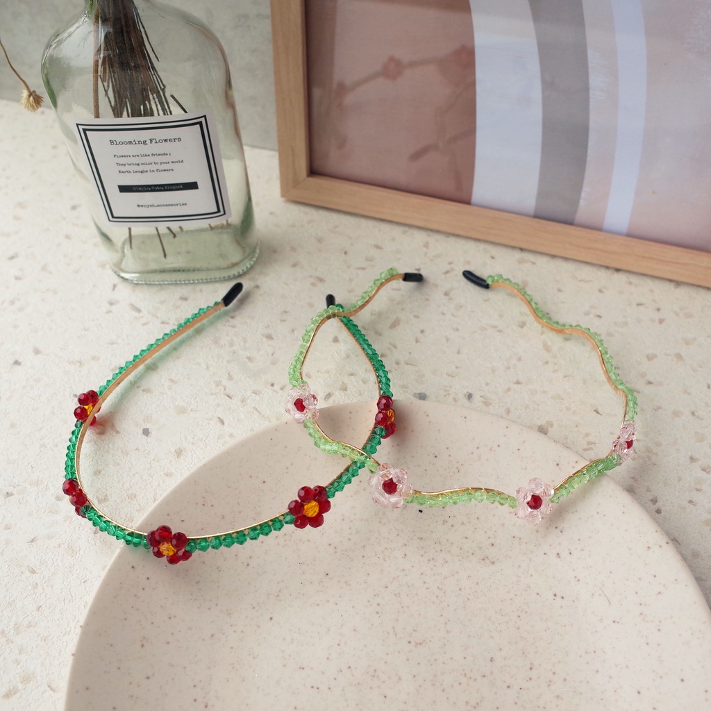 HEADBAND / BANDO KOREA FLORAL BEADS - 1994