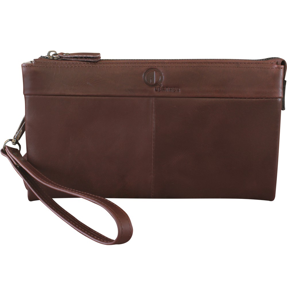 clutch bag / hand bag Mini Pria Wanita Kulit Sapi Asli Qi Leather / Tas Tangan Pria Kode : HB01