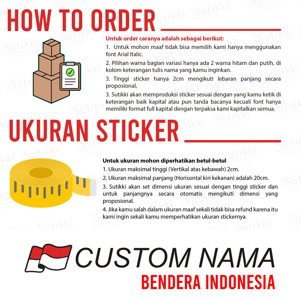 Sutikki | Cutting Sticker Vinyl Custom Nama Frame Sepeda Bendera Indonesia Decal Signature Stiker