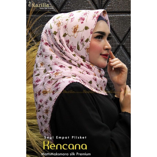 Jilbab Segi Empat Motif Plisket Polycatton Ori Nazilla-Kecana Pink