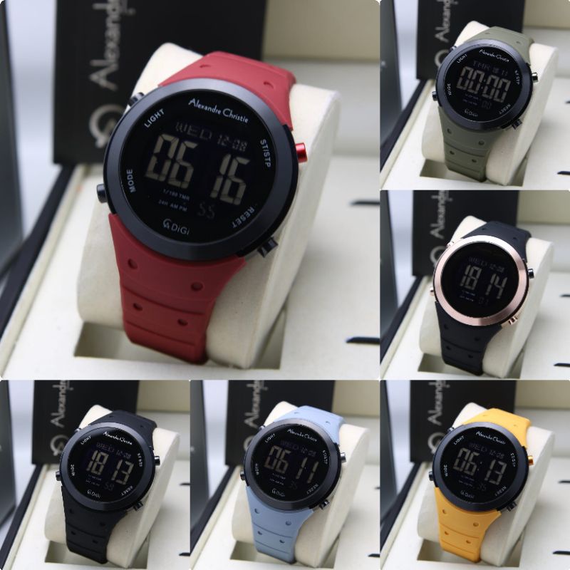 JAM TANGAN PRIA WANITA UNISEX ALEXANDRE CHRISTIE AC 9350 DIGITAL RUBBER ORIGINAL