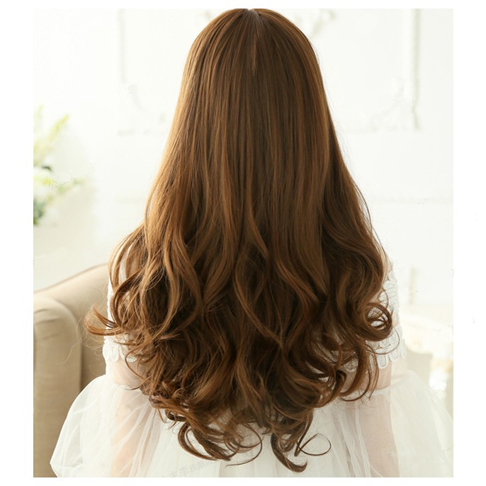 Wig Full Panjang Bergelombang Korean Version Wig Long Hair Curly Rambut Palsu Wanita Hair Styling