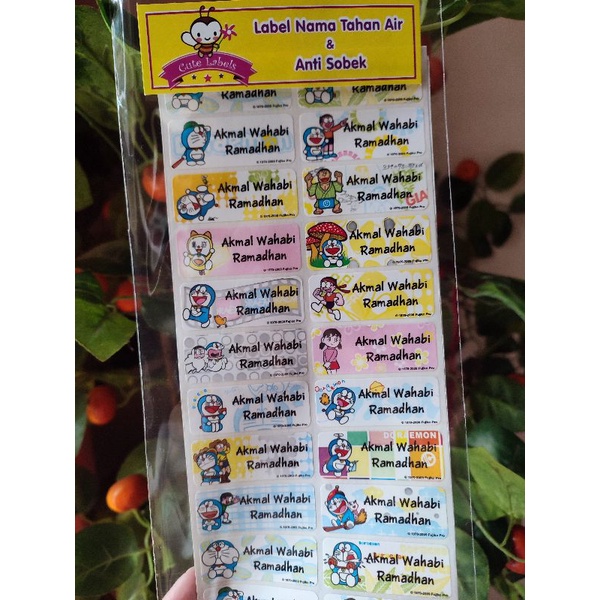 

Sticker/label nama tahan air motif doraemon