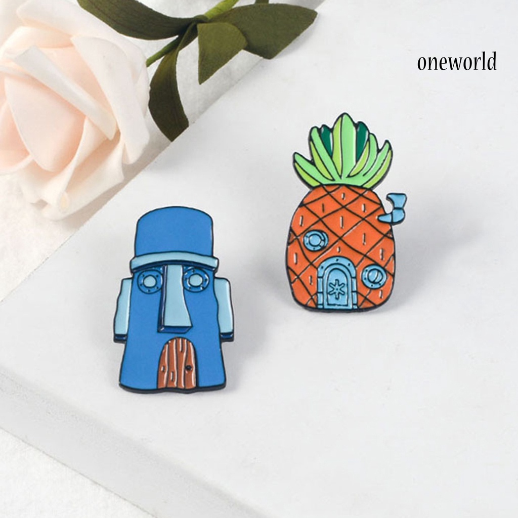 OW@ Badge Pin Cartoons Easy-cleaning Alloy Pineapple Lapel Brooch for Birthday