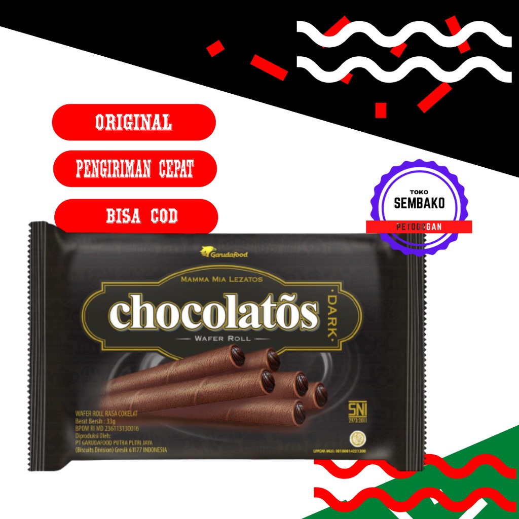 

Chocolatos Dark Wafer Roll 1 Pcs Kemasan 30 Gram Toko Sembako Petogogan