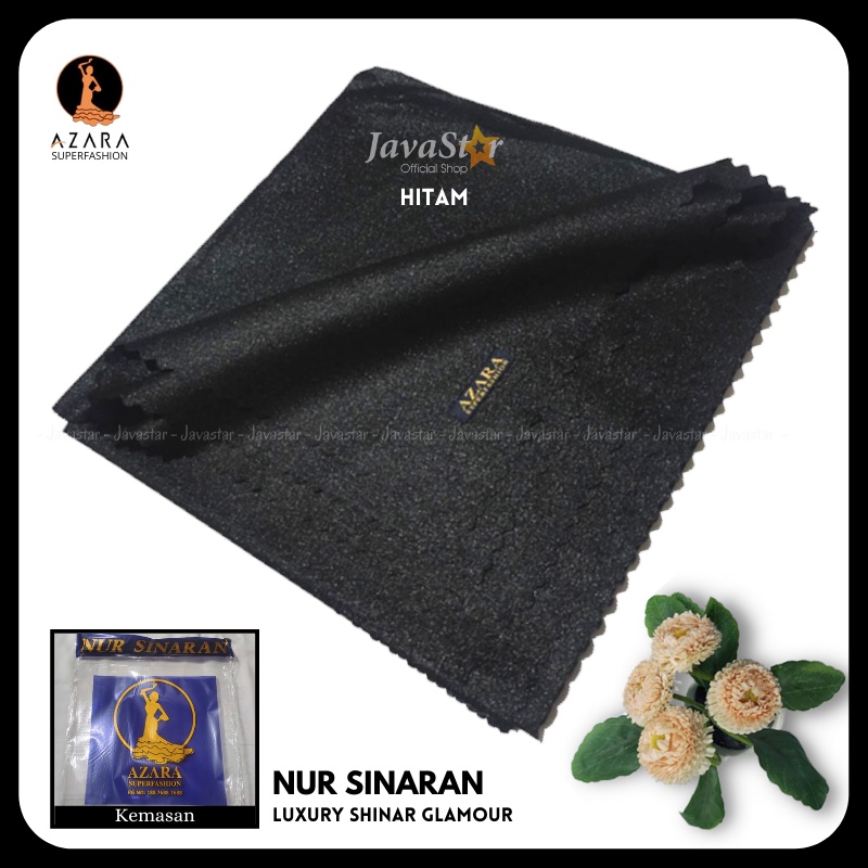 (GROSIR COD) Jilbab Azara luxury NUR sinar glamour Laser Cut kerudung hijab segiempat glowing-Hitam