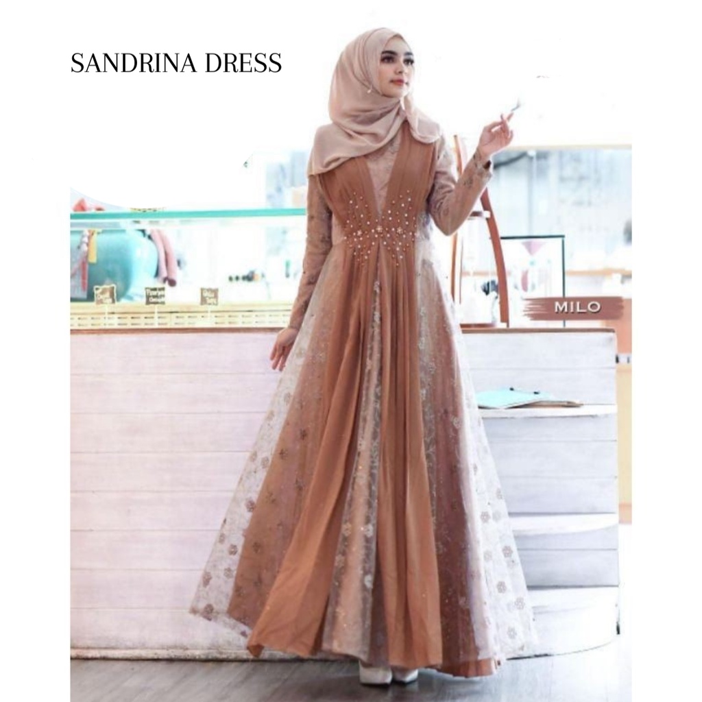 SANDRINA DRESS brokat remaja / baju pesta / gamis kondangan / lamaran / bridesmaids tersedia ukuran kecil hingga jumbo