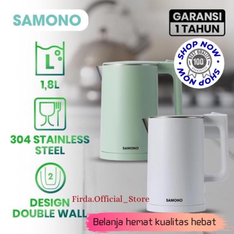 SAMONO TEKO LISTRIK DOUBLE WALL STAINLESS STEEL 1.8L SW-R1