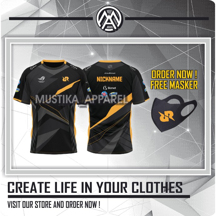 Jersey RRQ TERBARU 2021/Baju Jersey Gaming TEAM RRQ GRADE ORI Free NickeName