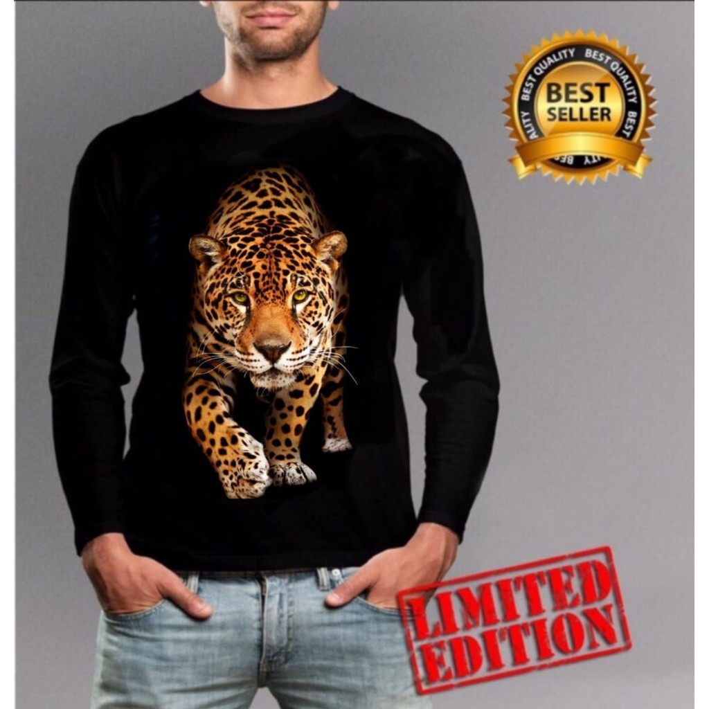 Kaos Pria Lengan Panjang Macan Loreng Ukuran L / XL / Bunny Shop