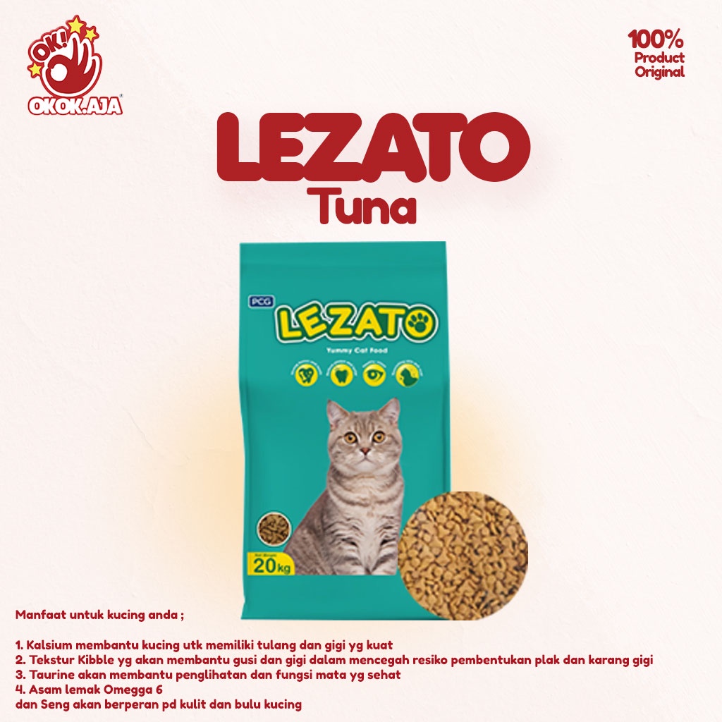 makanan kucing kering LEZATO 20kg rasa Tuna - Catfood Murah