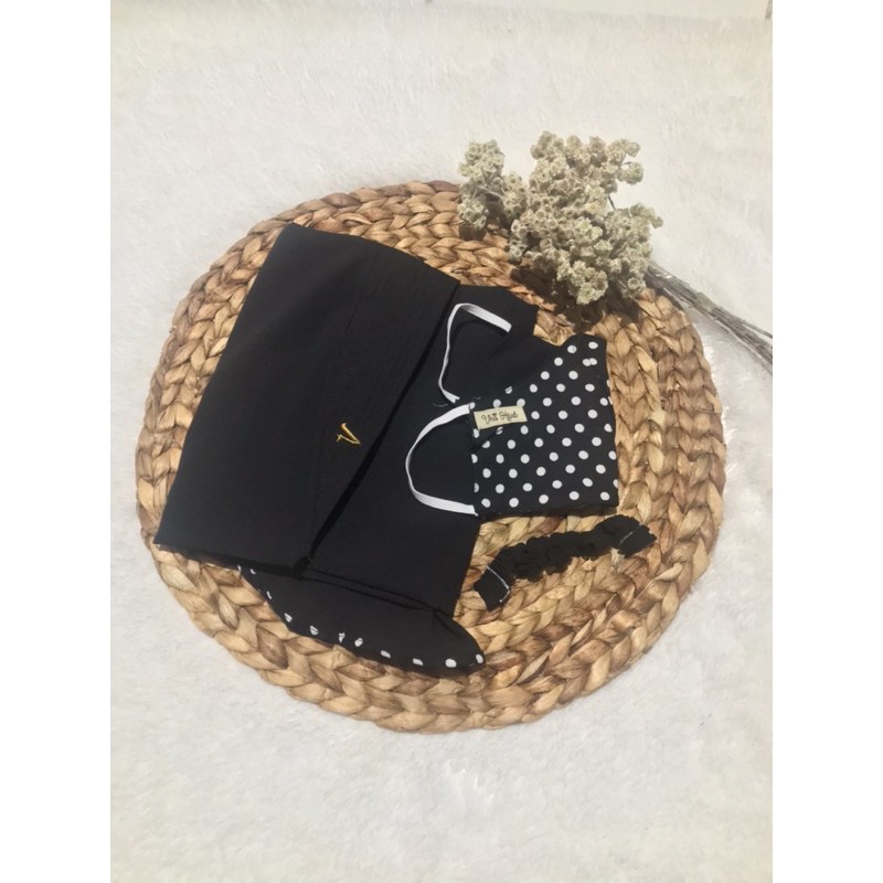 SALE CUXI GUDANG Khimar AUDY SET POLKADOT MASKER CONNECTOR