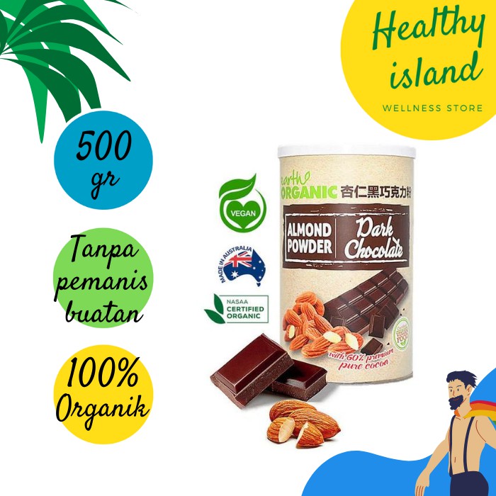 Almond Bubuk Dark Chocolate Vegan Earth Organic Almond Powder