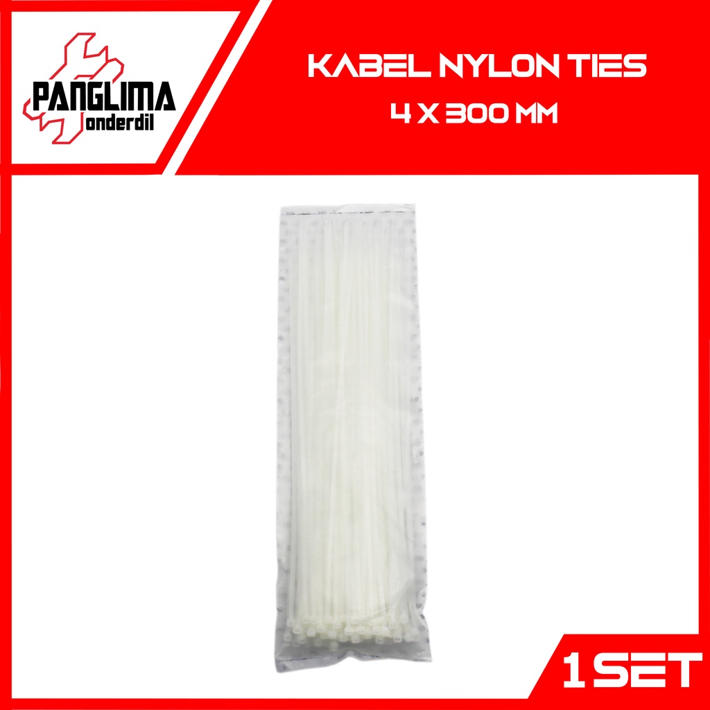 Kabel Nylon Ties Cable-Pengikat Nilon Tie-Tis 4x300-4 x 300 mm Putih 100 Pcs-Biji