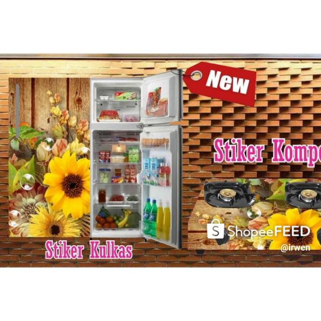 Stiker kulkas dan kompor gas dua tungku