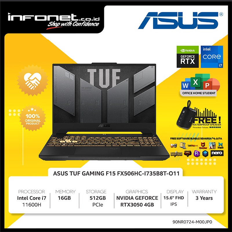 ASUS TUF F15 FX506HC i7 11600H 16GB 512GB RTX3050 4GB 15.6" FHD IPS 144Hz W11 OHS21