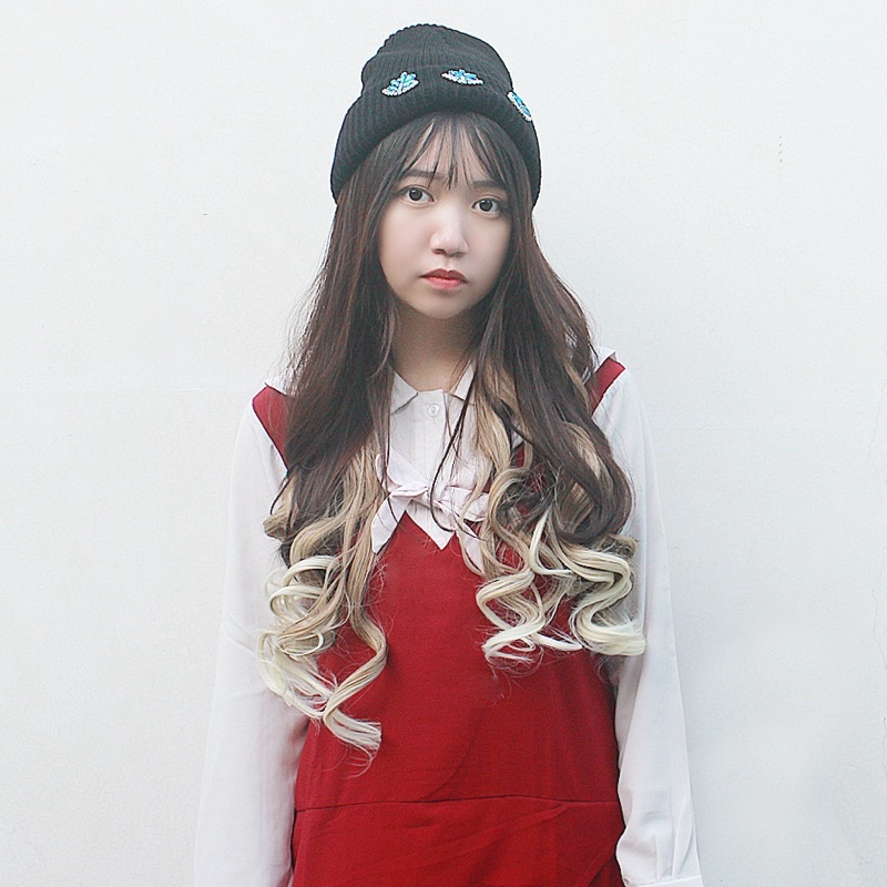 022E hairclip korean biglayer warna 60 cm / hairclip ombre / warna golden brown, ash brown, ash grey