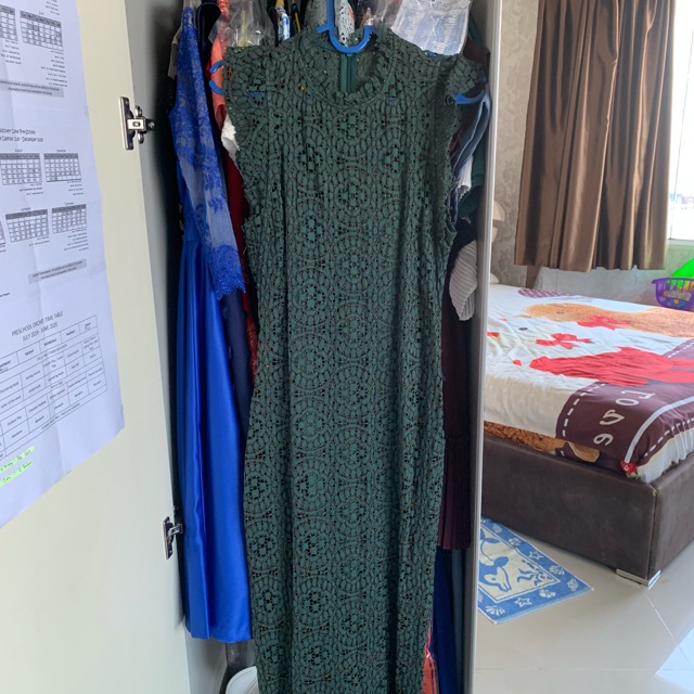 Zara green lace dress preloved