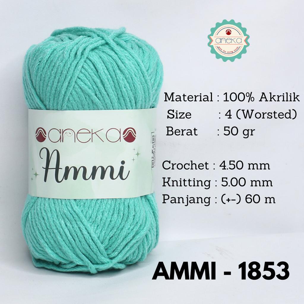 Benang Rajut Ammi / 100% Acrylic / 6 Ply Akrilik - 1853 (Turquoise)